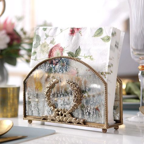 PRICES MAY VARY. [Size & Weight]: Package: Size-7.8 X7.8 X7.8Inches Wight-1.55lbs; Napkin Holder: Size-6.89X6.89 X6.3Inches Weiight-1.15lbs [Romantic & Love]: This modern design napkin holder gives the feeling of romantic and love. It will greatly emphasize the atmosphere of space where this napkin holder is in.. [Stable Quality]: Made of high-quality alloy can be used for a long time under the dry environment. [ Art Style Decoration]: Creative and art style home staging and modern decor. [Ins S Luxury Napkin, Shabby Chic Diy Projects, Florida Cottage, Table Home Decor, Modern Style Design, European Home Decor, Vintage Napkins, Christmas Planning, Coastal Bedrooms