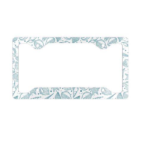 "Let your audience express themselves with custom metal license plate frames. Made with a white aluminum base with a slick glossy finish and a silver backing, these frames have a unique shape for high information visibility and can be fully customized with your artwork in vivid detail. All plates come with pre-drilled holes for easy installation and are available in one size: 12.3\" x 6.5\" (31.1cm x 16.5cm)  .: Material: white aluminum with a glossy finish .: One size: 12.3\" x 6.5\" (31.1cm x Liscence Plate Frames, Coastal Car Decor, Teen Car Accessories, License Plate Frame Aesthetic, Car License Plate Frame, Car License Plate Ideas, Beach Car Decor, Cute License Plate Frame, Beachy Car Decor