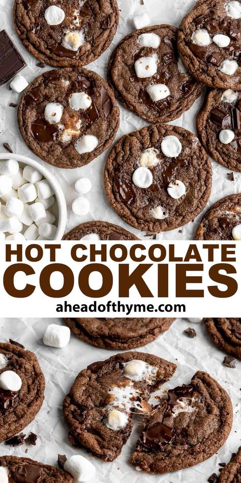 Hot Cocoa Chocolate Chip Cookies, Vanilla Hot Chocolate Cookies, Hot Cocoa Cookies Easy, Hot Cocoa Marshmallow Cookies, Cookies Hot Chocolate, Things To Make With Hot Chocolate Powder, Christmas Cookies Hot Chocolate, Hot Cocoa Christmas Cookies, Easy Hot Chocolate Cookies