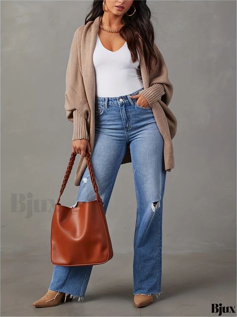 Bjux - Womens Plus Size Solid Bat Sleeve Casual Cardigan with Open Front, Slight Stretch October Outfits, Boots Outfits, Winter Closet, Fall 24, Bat Sleeve, Fashion Life, Casual Cardigans, Dressed To Kill, Style Cardigan