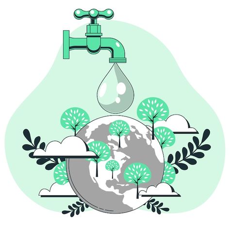 Sustainable Water Management, Sustainable Development Poster Sustainability, Sustainability Illustration Graphics, Poster Sustainability, Save Water Illustration, Tap Illustration, Sustainability Illustration, Design Assignments, Water Concept