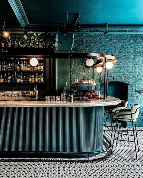 Turquoise monochromatic bar design -- when you really want to post something blue that isn’t a facade and you find this beauty sitting in your camera roll 🕵🏻‍♀️ mission… Bar Interior Design, Blue Bar, Luxury Bar, Mission Accomplished, Bar Interior, Bar Design Restaurant, Restaurant Interior Design, Hospitality Design, Bar Restaurant