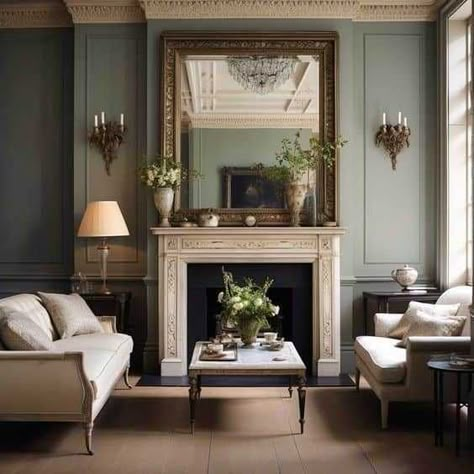 Victorian Inspired Interior, Victorian Living Room With Fireplace, Living Room Colonial, Vintage House Interior Victorian, 1700s House, Modern Colonial Living Room, Contemporary Victorian Interiors, Victorian Farmhouse Interior, Victorian Style Interior Design