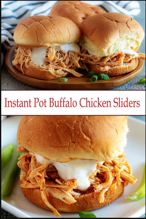 Easy Chicken Sandwich, Buffalo Chicken Sliders Recipes, Instant Pot Buffalo Chicken, Sliders Recipes Chicken, Buffalo Chicken Sliders, Roast Beef Sandwich, Chicken Sliders, Slider Recipes, Party Appetizers