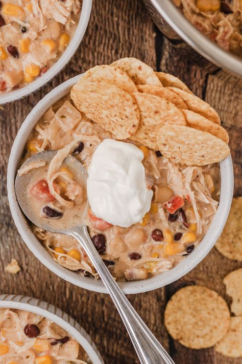 Grammy's Instant Pot White Chicken Chili - The Cookin Chicks White Chicken Chilli, Instant Pot White Chicken Chili, Pressure Cooker Chili, Chicken Chilli, The Cookin Chicks, Creamy White Chicken Chili, Chili Toppings, White Chili Chicken Recipe, Chicken Chili Recipe