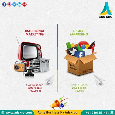 Traditional marketing vs digital marketing. Which one do you prefer? Let's discuss. Traditional marketing: "Relevance" Digital Marketing: "Value". For more Details. Call Us Now:📞 +91 0240 355 1441 / 087888 75353 Email at: adskroo@gmail.com Web: www.adskro.com #digitalmarketing #marketing #socialmediamarketing #socialmedia #seo #branding #marketingdigital #onlinemarketing #entrepreneur #advertising #contentmarketing #marketingstrategy #digitalmarketingagency #marketingtips #smallbusiness #adskro New Year Creative Ads For Digital Marketing Agency, Traditional Marketing Vs. Digital Marketing, Instagram Story Ideas For Digital Marketing Agency, Creative Digital Marketing Ads, Creative Digital Marketing Posts, Digital Marketing Agency Ads, Digital Marketing Creative Post, Digital Marketing Flyer, Digital Marketing Poster