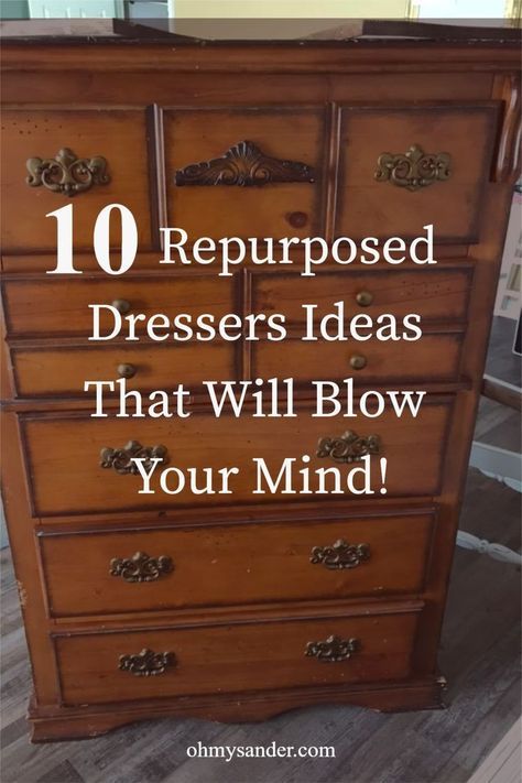 May be you inherited an old dresser with loose drawers? Or you just found on old dresser with missing drawers on the curbside? You feel this shaky chest of drawers has potential but you really don’t know what you can make out of it. Don’t go any further. Check out our 10 best repurposed and upcycled dressers ideas – with before and after pictures – for inspiration. #dresser #repurpose #upcycling #repurposedresser Upcycled Dressers Ideas, Dresser Repurpose, Upcycled Dressers, Refinished Dresser Diy, Chest Of Drawers Makeover, Drawers Repurposed, Old Dresser Drawers, Upcycle Dresser, Dresser Refinish