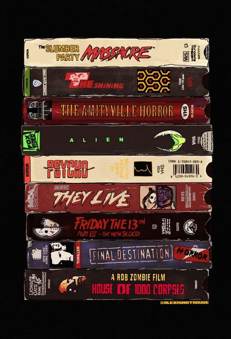 Horror Vhs Covers, Vhs Drawing, Bora Bill, Vhs Art, American Horror Story Art, Rob Zombie Film, Horror Vhs, Horror Wallpaper, Collage Idea