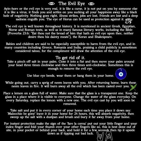 The Evil Eye - a brief explanation, and how to get rid of it Evil Eye Quotes, Bible Proverbs, Banishing Spell, Eye Meaning, Evil Eye Art, Eye Quotes, Magic Spell Book, Evil Witch, The Evil Eye