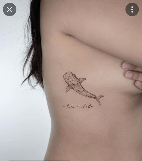 Simple Whale Tattoo Design, Whale Shark Tattoo Placement, Whale Shark Tattoo Ribs, Whale Shark Rib Tattoo, Cute Whale Shark Tattoo, Wale Shark Tattoos, Whale Shark Tattoo Meaning, Shark Underboob Tattoo, Whale Shark Tattoo Ideas