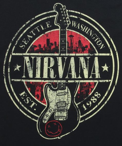 nirvana logo Nirvana Band, Band Logo, Nirvana, Electric Guitar, Guitar, Band, Music, Red, T Shirt