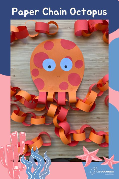 3d Octopus Craft, Ocean Themed Crafts For Older Kids, How To Make An Octopus, Sea Themed Crafts, Paper Chain Octopus, Paper Octopus Craft, Octopus Crafts For Kids, Marine Crafts, Ocean Lessons