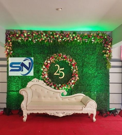 Beautiful 25th marriage anniversary flower decor...... Make your day memorable with Swanissi events #flowerdecoration#Anniversarydecor#engagementdecor#eventmanagement#eventsbyswanissi#Haldidecor#weddingdecor# 25th Anniversary Images, Flower Decoration For 25th Anniversary, Anniversary Background Decoration, Simple 25th Anniversary Decorations, 50th Anniversary Stage Decoration, 25th Anniversary Flower Decorations, 25 Aniversary Decoration Indian, 25th Anniversary Stage Decoration, Anniversary Stage Decoration