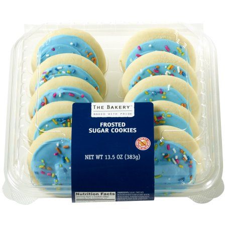 The Bakery at Walmart Frosted Sugar Cookies, 13.5 oz Walmart Sugar Cookies, Walmart Cookies, Walmart Bakery, Butterfly Snacks, 90s Food, Lofthouse Cookies, Frosted Sugar Cookies, Blue Cookies, Shopping Food