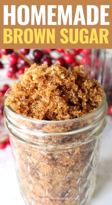 How to Make Brown Sugar Diy Seasonings, Homemade Brown Sugar, Make Brown, Make Brown Sugar, Modern Homestead, Dry Mixes, Kitchen Staples, Homemade Foods, Baking 101