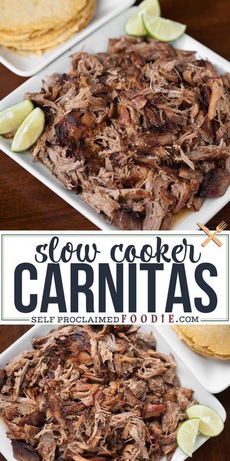 Pork Roast Slow Cooker, Carnitas Pork, Carnitas Crockpot, Roast Slow Cooker, Slow Cooker Pork Carnitas, Slow Cooker Carnitas, Slow Cooker Pork Roast, Pork Carnitas Slow Cooker, Carnitas Recipe