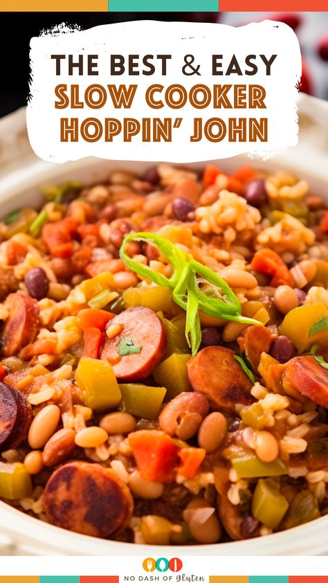 Discover the comforting and savory goodness of this Slow Cooker Hoppin’ John recipe! Packed with smoked sausage, creamy black-eyed peas, and a kick of Cajun spices, it’s a hearty and flavorful meal that’s incredibly easy to make. Just set it in the slow cooker and let the magic happen. Perfect for busy days and guaranteed to be a hit with the family! Don’t miss out – Save this recipe now and give it a try for a taste of Southern comfort at its best! Hoppin John Recipe With Sausage, Slow Cooker Hoppin John Recipe, Slow Cooker Hoppin John, Hoppin John Recipe, Dry Beans Recipe, Cajun Spices, Hoppin John, Crockpot Recipes Beef Stew, Crockpot Ideas