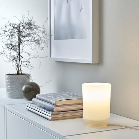 ISBRYTARE Table lamp with LED bulb, frosted glass white, 6" - IKEA Bedside Lamps Ikea, Best Bedside Lamps, Ikea Table Lamp, Ikea Lamp, Small Lamp, Small Table Lamp, Design Line, Decorative Table Lamps, Bedside Table Lamps