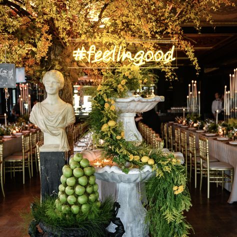 Feelin good... #engagement #lemon #yellow #decor #decoration #wedding #babyshowerideas #party #design Medusa Theme Party, Gods And Goddesses Prom Theme, Ancient Greece Party Decorations, Greek Themed Engagement Party, Grecian Wedding Decor, Greek Goddess Party Decorations, Greek Goddess Bachelorette Party, Italian Prom Theme, Diy Greek Mythology Decor