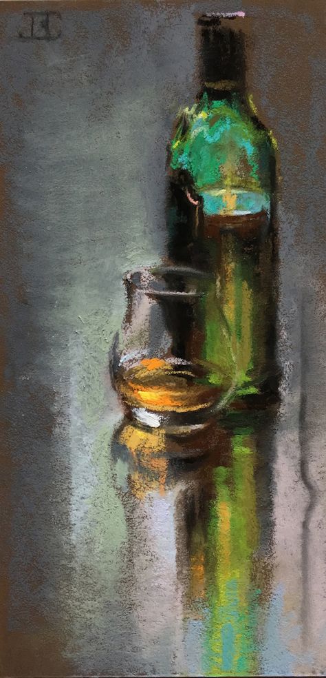 Bottle Drawing, Soft Pastel Art, Plein Air Landscape, Jar Art, Pastel Landscape, Still Lifes, Oil Pastel Art, Still Life Drawing, Chalk Pastels