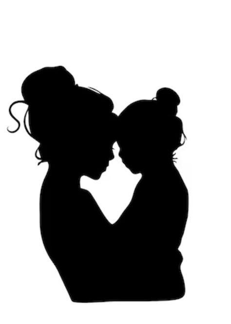 Mother Daughter Silhouette, College Canvas Paintings, Sister Clipart, Queen Clipart, College Canvas, Bride And Groom Silhouette, Mom Clipart, Friends Clipart, 4 Tattoo