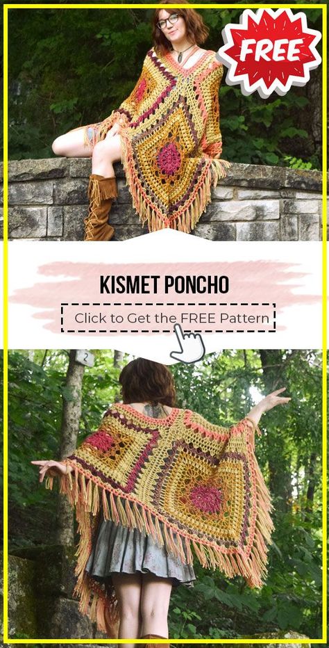 Blanket Poncho Crochet Pattern, Granny Square Ruana, Poncho Shawl Pattern, Crochet Granny Poncho Free Pattern, Granny Square Poncho Pattern Free, Crochet Graph Patterns Free, Crochet Patterns Poncho, Crochet Boho Poncho, Free Crochet Poncho Patterns