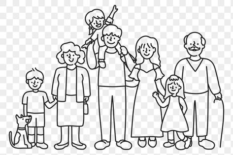 Family Clipart Black And White, Line Drawing Family, Drawing Family, Doodle Png, Family Coloring Pages, Family Clipart, Family Png, Outline Images, Family Stickers