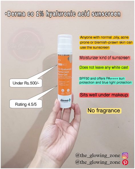 Sunscreen should be applied daily and in every season to protect against harmful UV rays, prevent premature aging and sun-related skin conditions, maintain an even skin tone, and guard against indoor sun damage. Choose a broad-spectrum sunscreen with SPF 30 preferred ""Derma co 1% hyaluronic acid"" and reapply as needed Derma Co Sunscreen, Derma Sunscreen, Sunscreen Packaging, Facial Skin Care Routine, Sunscreen Moisturizer, Broad Spectrum Sunscreen, Sun Damage, Even Skin Tone, Skin Conditions