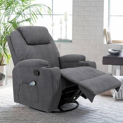 Red Barrel Studio Lift Assist Standard Power Reclining Full Body Massage Chair & Reviews | Wayfair Lift Recliners, Electric Recliners, Recliner Sofa, Leather Recliner, Living Room Grey, Grey Chair, Massage Chair, Power Recliners, Reclining Sofa