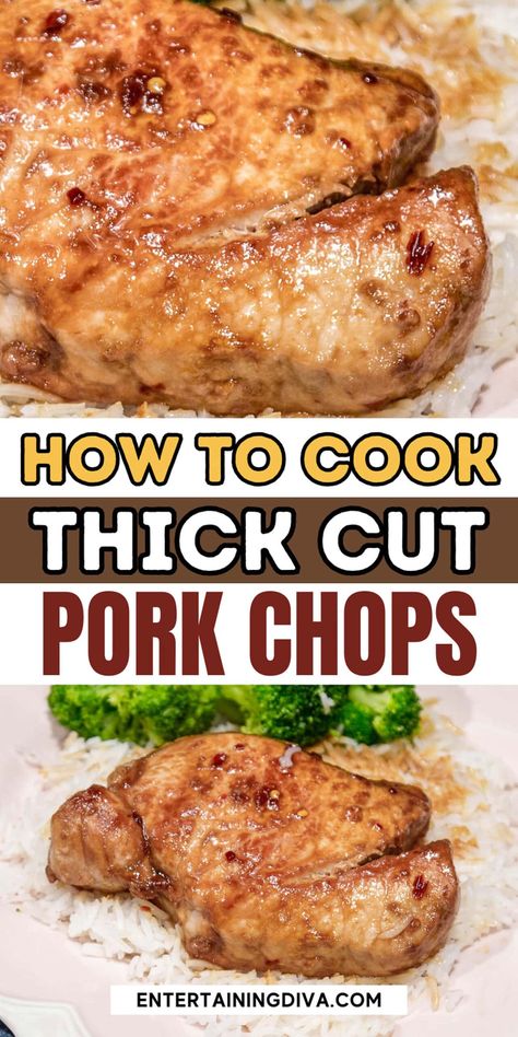 Marinated Thick Cut Pork Chops With Soy Sauce & Brown Sugar | Food  Drink Recipes For Thick Pork Chops, Thick Pork Chops Recipes, Bone In Thick Pork Chop Recipe, Thick Cut Pork Chop Recipes Bone In, Thick Cut Bone In Pork Chops, Thick Cut Pork Chops In Oven, Sirloin Pork Chop Recipes, Thick Boneless Pork Chop Recipes, How To Cook Pork Chops