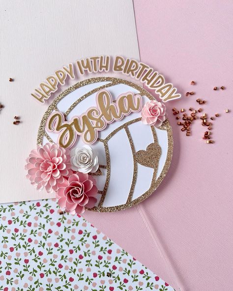 Photo dump of this cutie 💕 We can always customize the colors & sport 🤍 . . . #volleyballtopper #volleyballdecoratedcookies #volleyballcake Volleyball Cake Topper, Volleyball Party Decorations, Sports Party Decor, Volleyball Cake, Volleyball Party, Acrylic Topper, Sports Party Decorations, Sports Party, 14th Birthday