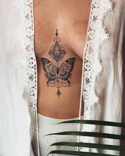 101 Best Butterfly Mandala Tattoo Ideas That Will Blow Your Mind! 6 Outsons Butterfly Mandala Tattoo For Women, Mandala Butterfly Tattoo Design, Arm Mandala Tattoos For Women, Ornamental Butterfly Tattoo, Mandala Butterfly Tattoo, Hand Tattoo Butterfly, Detailed Butterfly Tattoo, Butterfly Mandala Tattoo, Sunflower Mandala Tattoo