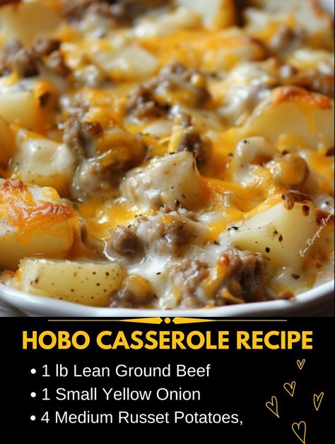 Hobo Casserole – Recipes on a Budget Hobo Casserole, Beef And Potato Casserole, Cream Cheese Chicken Chili, Easy Casserole Dishes, Recipes On A Budget, Ground Beef Casserole Recipes, Dump Meals, Beef And Potatoes, Beef Casserole Recipes