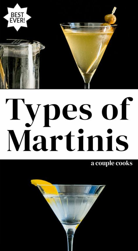 Here are all the best types of martinis! Try everything from the classic dry martini to all the fruity flavored vodka spins. #martini #typesofmartinis #martinicocktail #cocktails Classic Vodka Martini, Different Types Of Martinis, Vodka Martini Recipes Easy, Spicy Martini Recipes, Different Martinis, Simple Martini Recipes, Best Martini Recipe, Fun Martini Recipes, Classic Martini Recipes