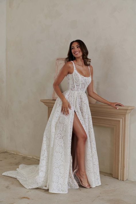 Serene - Bellamy | Luv Bridal, LA Romantic Essence, Bridal Showroom, Madi Lane, Romantic Wedding Ceremony, Wedding Dress Boutiques, Detachable Sleeves, Brides Wedding Dress, A Line Gown, Wedding Dress Shopping