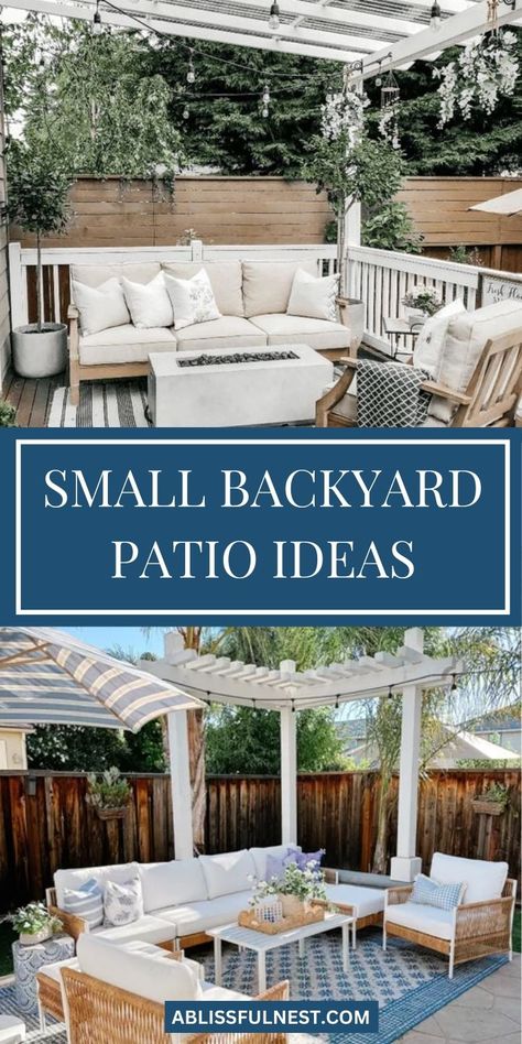 Looking for small backyard patio ideas? Discover a world of possibilities with these creative designs, perfect for transforming even the tiniest outdoor spaces into charming retreats. From intimate dining areas to cozy lounge spots, your backyard can be the perfect spot to unwind and enjoy the outdoors. #smallbackyarddesign #patiodecor #smallbackyard Small Backyard Alfresco Ideas, Small Patio With Grill Ideas, 16x16 Patio Ideas, Outdoor Open Patio Ideas, Patio Backyard Ideas Small Yards, Lounge Patio Ideas, Small Backyard Lounge Ideas, 8x8 Patio Ideas, Small Townhouse Backyard Ideas Patio