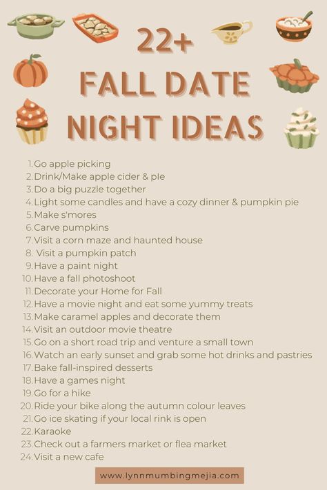 Fall Date Night Ideas, Things To Do With Your Boyfriend, Creative Date Night Ideas, Date Night Jar, Fall Date Night, Herbst Bucket List, Romantic Date Night Ideas, Fall Dates, Couple Activities