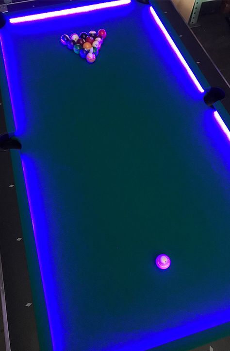 LED Pool Table Arcade Game - Glow Game Rental San Francisco Bar Pool Table, Glow Games, Led Pool, Pool Table Room, Arcade Room, Hangout Room, Deck Party, Store Design Boutique, Basement Pool