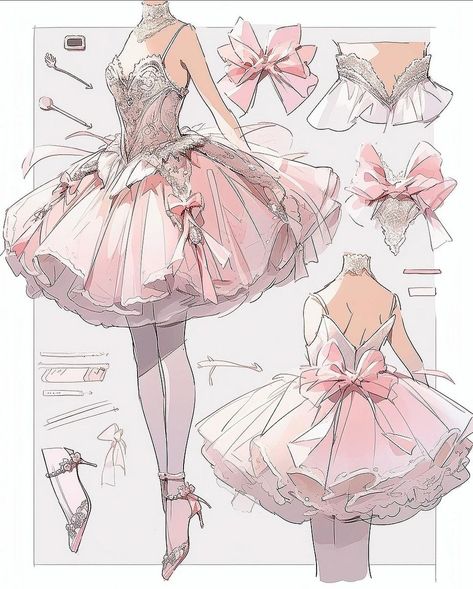 Vestidos Anime, Ballerina Outfit, Ballet Clothes, Fashion Design Patterns, Clothing Design Sketches, Ballerina Dress, Fashion Sketches Dresses, Concept Clothing, Dress Design Sketches