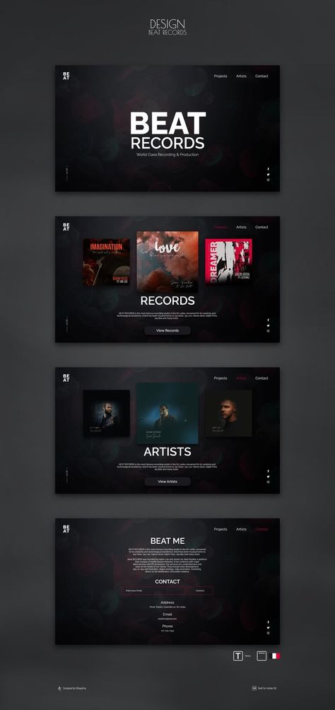 UIUX, UI design, website UI, website UI Design, music website, adobe XD, photoshop, UIUX design, UI/UX, simple website design, dark themed website, dark themed UI design, record label, album cover art, prototype, website prototype, UI prototype, graphics Personal Website Portfolio, Website Ui Design, Music Sites, Music Web, Ui Design Website, Portfolio Website Design, Software Developer, Web Ui Design, Webpage Design