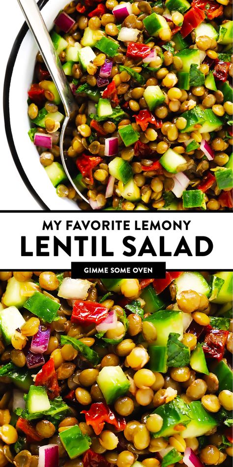 Lentil Salad Recipes, Sommer Mad, Salad Buah, French Lentils, Healthy Lunch Meal Prep, Lentil Salad, Dinner Healthy, Lentil Recipes, Sun Dried Tomatoes