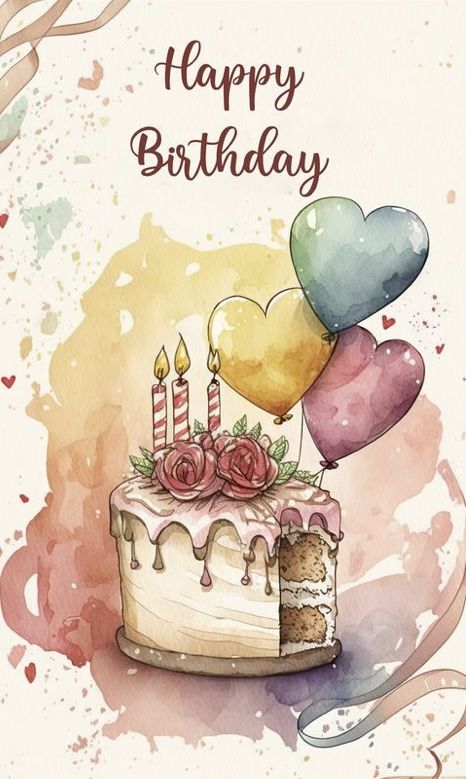 At Home Birthday, Happy Birthday Wishes Pics, Birthday Wishes Pics, Birthday Wishes Greetings, Birthday Card Sayings, Birthday Greetings Friend, Happy Birthday Art, Watercolor Birthday Cards, Happy Birthday Greetings Friends