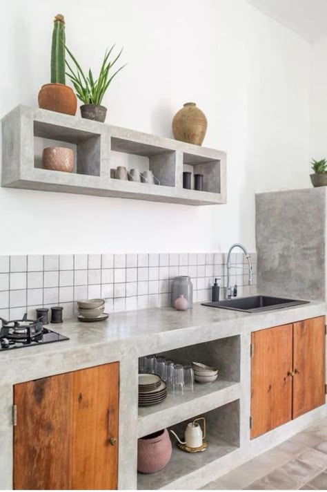 Dark Brown Cabinets Kitchen, Kitchen Slab, Grey Kitchen Floor, Kitchen Design Small Space, Modern Kitchen Design Grey, Party Backyard, Industrial Kitchen Design, Outdoor Kitchen Decor, Simple Kitchen Design