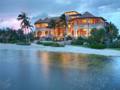 Located on Grand Cayman, this jaw-dropping vacation home is 48,000 square feet of over the top opulence. Click the image to see photos of the interior! Worth every "penn-ty" of that 60-million-dollar price tag. Ocean Front Homes, Luxury Beach House, Dream Beach Houses, Beach House Design, Dream Beach, Decor Minimalist, Design Case, My Dream Home, Future House