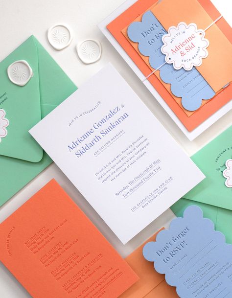 Foil Letterpress, Colorful Wedding Invitations, Colorful Invitations, Karten Design, Wedding Stationery Design, 카드 디자인, Carton Invitation, Letterpress Wedding, Letterpress Wedding Invitations