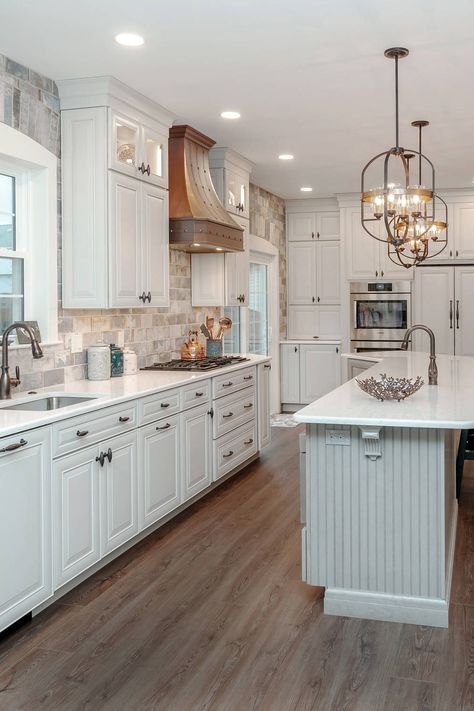 White Kitchen Cabinets With Light Floors, Kitchen White Cabinets Dark Floor, White Cabinets With Dark Floors, Kitchen Floors With White Cabinets, Dark Floors White Cabinets, White Kitchen With Dark Floors, Kitchens With Dark Floors, Kitchens With Dark Wood Floors, White Kitchen With Dark Wood