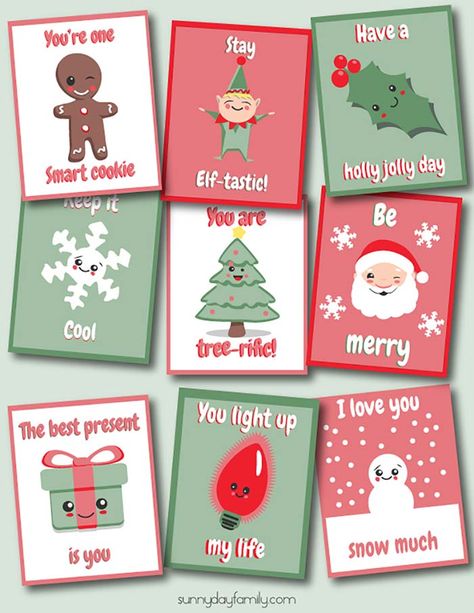 9 Free Printable Christmas Lunchbox Notes Kids Will Love | Sunny Day Family Christmas Lunchbox Notes, School Lunch Notes, Printable Lunch Notes, Notes For Kids Lunches, Christmas Notes, Kids Lunch Box Notes, Holiday Lunch, Nate Dogg, Kids Notes