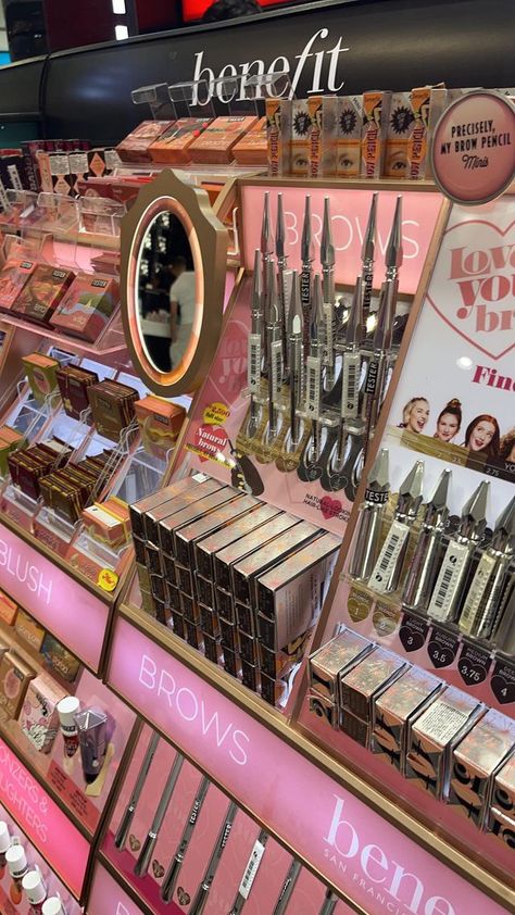 Makeup aesthetic benefit luxury brand Sephora Store, Makeup Luxury, Makeup Stand, Makeup Companies, Expensive Makeup, Makeup Sephora, Benefit Makeup, Aesthetic Stores, Makeup Store