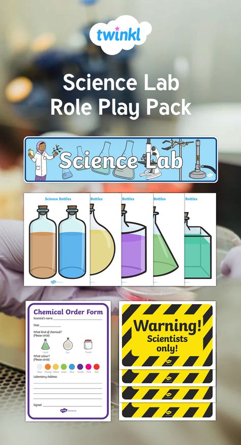 A lovely resource pack - everything you need for your sciene lab role play! Scientist Dramatic Play Preschool, Science Lab Preschool, Science Lab Dramatic Play Preschool, Scientist Dramatic Play, Science Lab Dramatic Play, Science Dramatic Play, Science Provocations, Play Science Lab, Childcare Themes