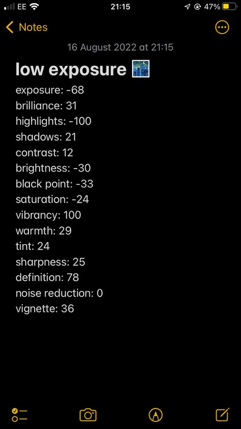 photo editing to make the photo have less exposure, like the TikTok filter Low Exposure Settings, Camera Quality Settings, Gym Photo Editing, Low Exposure Edit Iphone, Nostalgia Filter, Low Exposure Filter, Photo Exposure, Iphone Edit, Low Exposure Aesthetic